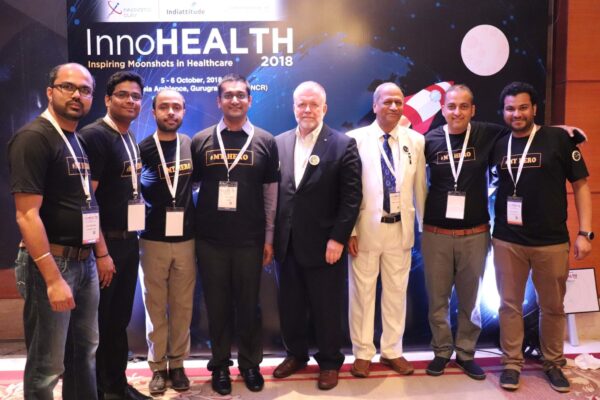 (L-R)Alok Chaudhary, Haritash Tamvada, Areez Malik, Saurabh Gupta, Paul Lillrank, Satish Kumar Gupta, Sachin Gaur and Clarion Smith from Team EWS at InnoHEALTH 2018 (L-R)Alok Chaudhary, Haritash Tamvada, Areez Malik, Saurabh Gupta, Paul Lillrank, Satish Kumar Gupta, Sachin Gaur and Clarion Smith from Team EWS at InnoHEALTH 2018